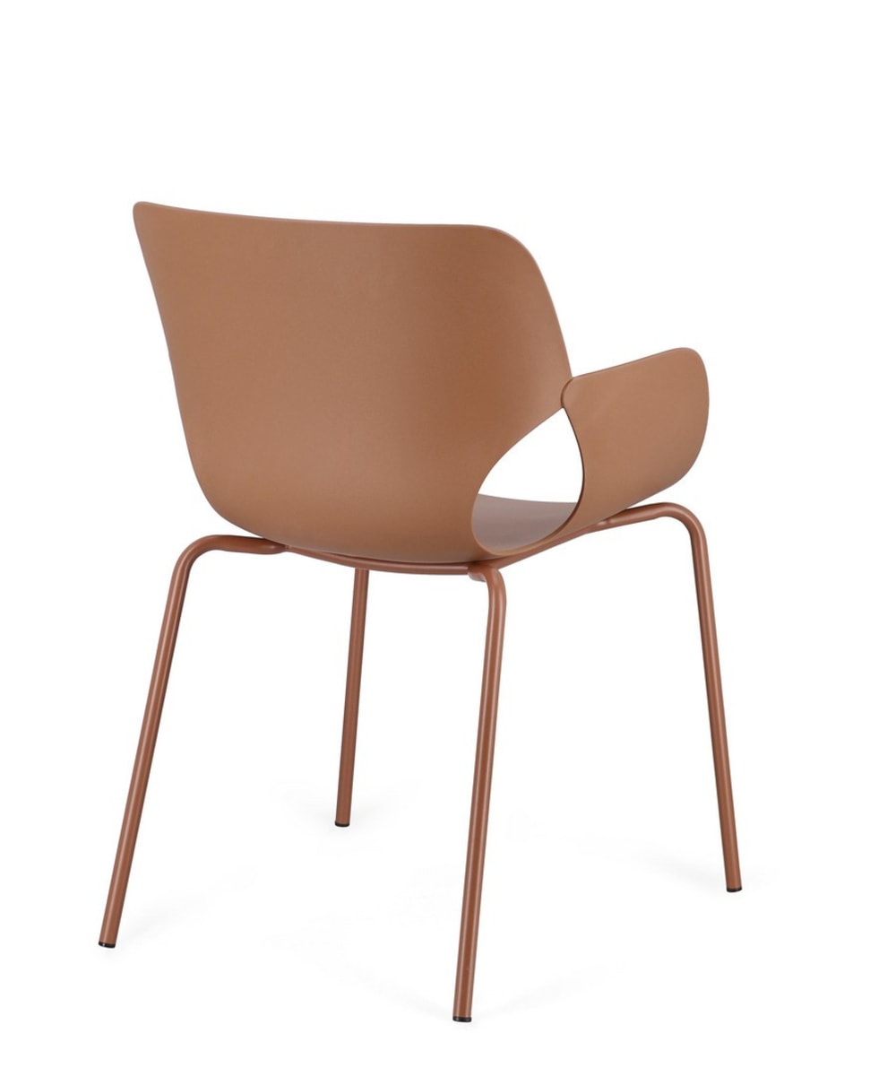wohnli-moebel-suche-M26107095-1 Esszimmerstuhl aus braunem Stahl und Polypropylen 57x82x59cm Stahl Braun Bizzotto Möbel Esszimmermöbel Stühle