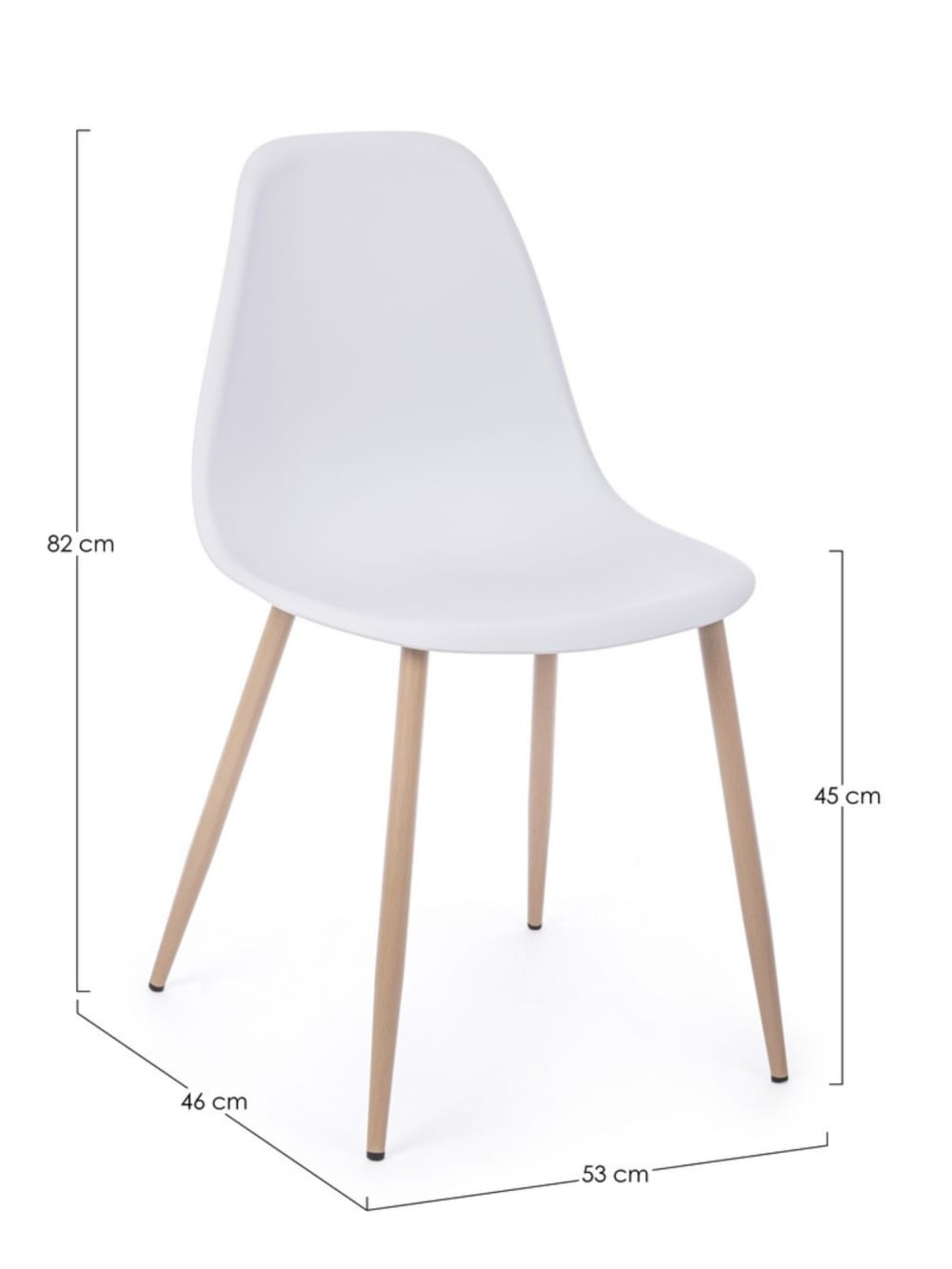 Set 2 Stühle Polycarbonat Weiß 46x82x53cm Stahl Weiß Bizzotto Möbel Esszimmermöbel Stühle