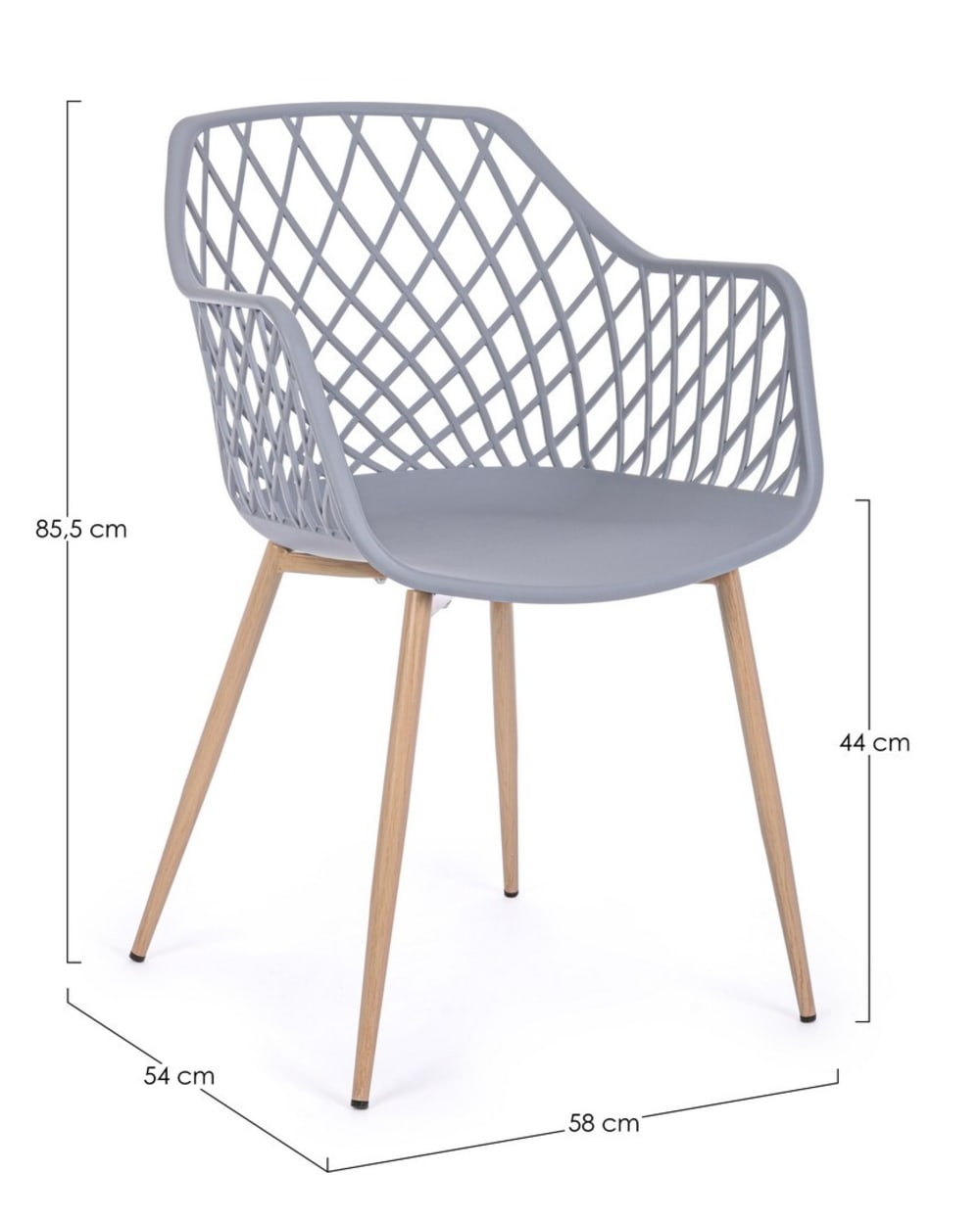 Esszimmerstuhl aus grauem Stahl und Polypropylen 54x86x58cm Stahl Grau Bizzotto Möbel Esszimmermöbel Stühle