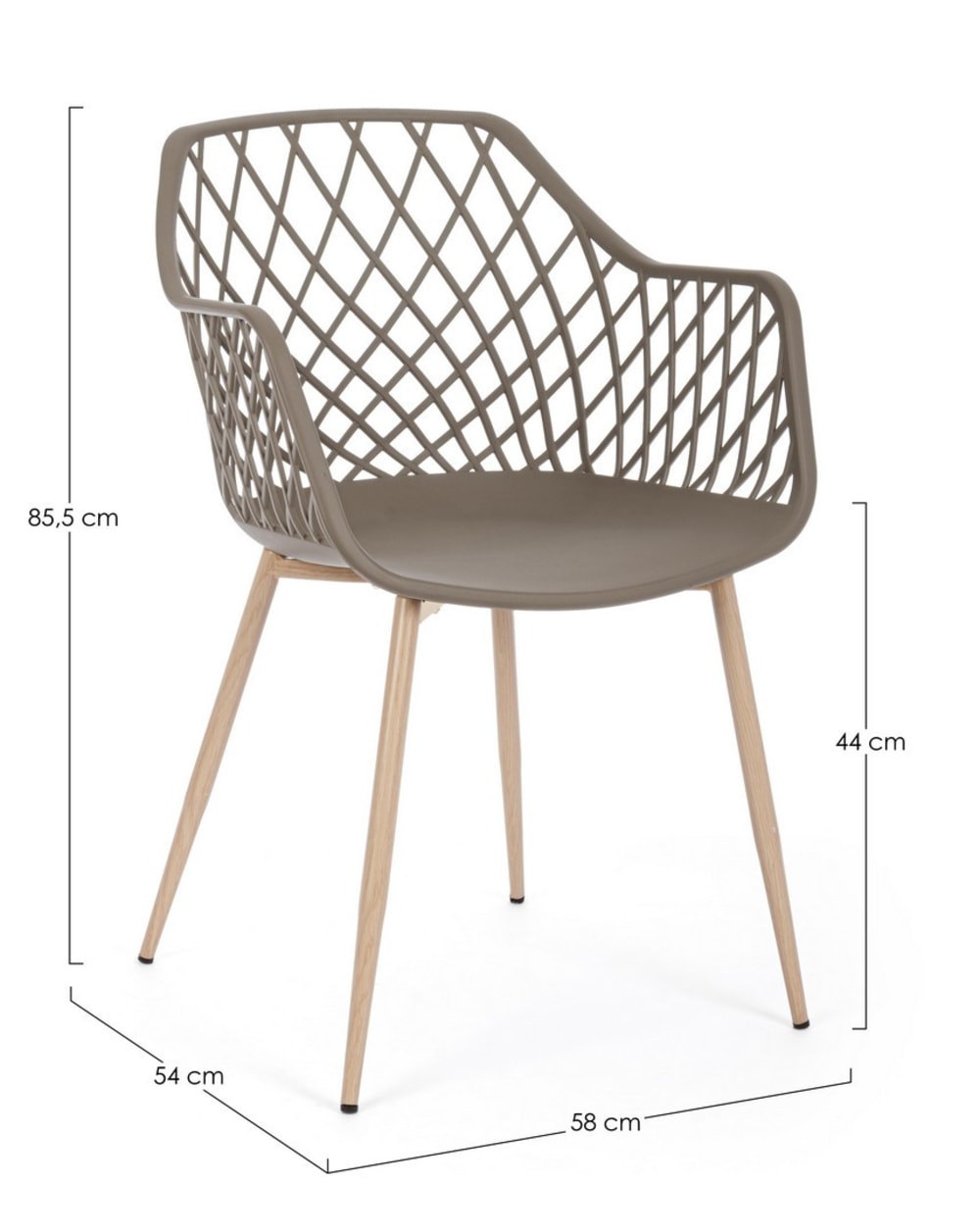 Set 4 Stühle Stahl Taubengrau 54x86x58cm Stahl Braun Bizzotto Möbel Esszimmermöbel Stühle