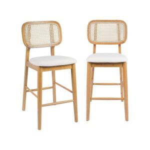 wohnli-moebel-suche-M26108267 Wohnli Möbelsuche - 2 Barhocker aus Holz mit Rattan naturfarben/beige