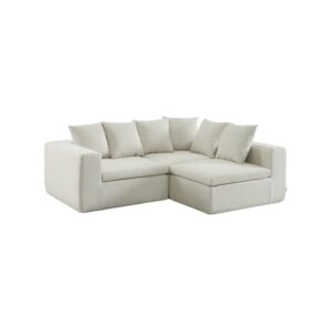 wohnli-moebel-suche-M26108436-1 Modulares 4-Sitzer Sofa mit Chenille-Bezug weiß 295x62x110cm PES - Polyester Weiß sweeek Sofas und Sessel Sofas Modulare Sofas