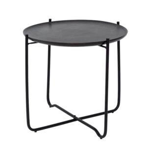Wohnli Möbelsuche - Couchtisch mit Serviertablett aus Holz schwarz Ø 50 * 45 cm