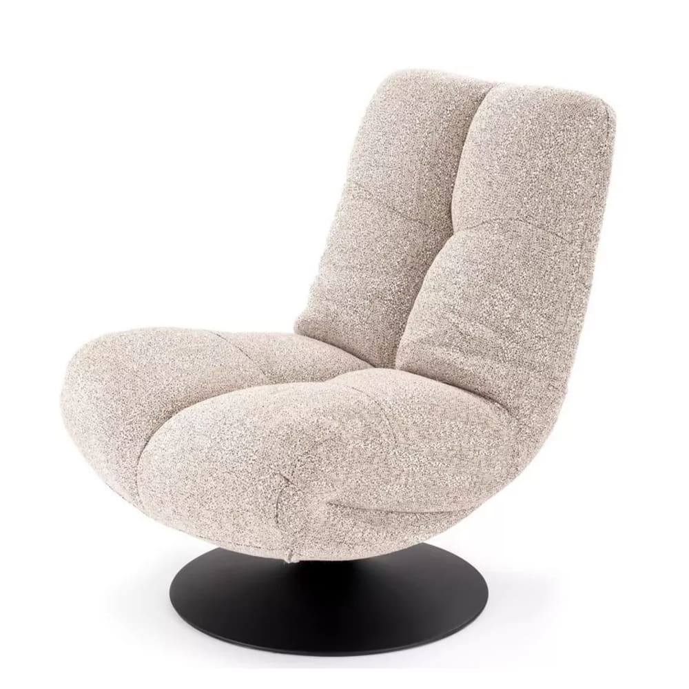 wohnli-moebel-suche-M26109864 Wohnli Möbelsuche - Designer-Drehsessel aus beigem Stoff und schwarzem Metallgestell