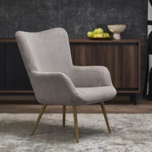 wohnli-moebel-suche-M26109865-1 Grauer Cord-Loungesessel mit Armlehnen und Stahlbeinen 80x97x70cm Samt Grau MSO Sofas und Sessel Sessel, Poufs und Fußbänke Sessel