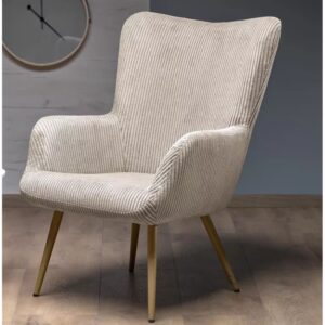 Loungesessel aus beigem Cord und Stahlbeinen 80x97x70cm Samt Beige MSO Sofas und Sessel Sessel, Poufs und Fußbänke Sessel