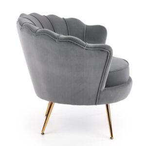 wohnli-moebel-suche-M26109877-1 Coquillage-Sessel aus grauem Samt mit goldenen Beinen 81x77x81cm Samt Grau MSO Sofas und Sessel Sessel, Poufs und Fußbänke Sessel