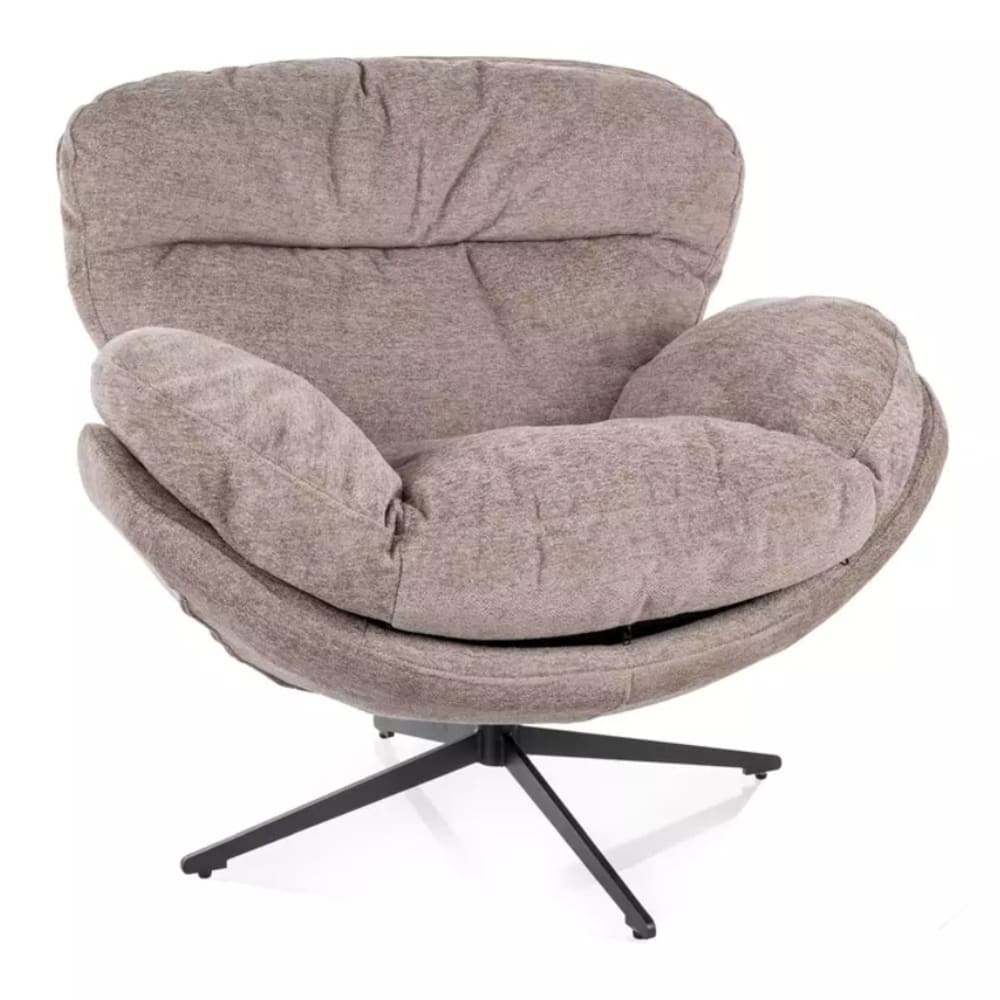 wohnli-moebel-suche-M26109878 Wohnli Möbelsuche - MAUD Cocoon-Drehsessel aus beigem Stoff mit schwarzen Metallbeinen