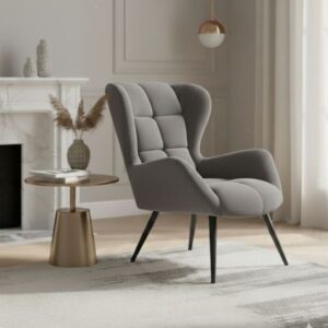 wohnli-moebel-suche-M26109881-1 Moderner Sessel aus grauem Samt mit schwarzen Metallbeinen 85x91x75cm Samt Grau MSO Sofas und Sessel Sessel, Poufs und Fußbänke Sessel
