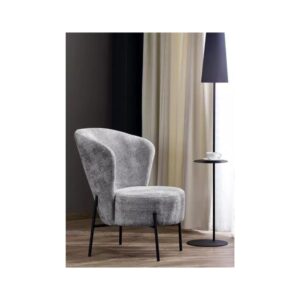 Sessel aus grauem Stoff und schwarzen Metallbeinen 53x85x70cm Stoff Grau MSO Sofas und Sessel Sessel, Poufs und Fußbänke Sessel