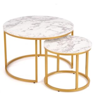 wohnli-moebel-suche-M26109890 Wohnli Möbelsuche - Satztische mit Marmorplatte und goldfarbener Metallstruktur