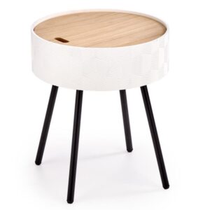 wohnli-moebel-suche-M26109891 Wohnli Möbelsuche - Runder Couchtisch mit Stauraum und schwarzen Metallbeinen – weiß