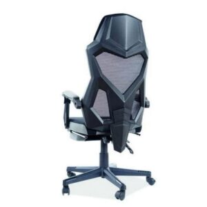 Schwarz-grauer Gaming-Stuhl mit ausziehbarer Fußstütze 48x108x56cm Stoff Grau MSO Möbel Büromöbel Bürostühle