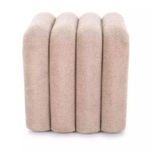Designer-Hocker aus dunkelbeigem Stoff mit gewellter Sitzfläche 38x40x38cm Stoff Beige MSO Sofas und Sessel Sessel, Poufs und Fußbänke Sitzsäcke