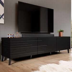 Mattschwarzes Designer-TV-Gerät 186 cm 186x48x186cm Holz Schwarz MSO Möbel Wohnzimmermöbel TV-Möbel