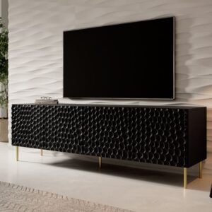 wohnli-moebel-suche-M26109919-1 Mattschwarzes Designer-TV-Gerät 190 cm 190x59x190cm Holz Schwarz MSO Möbel Wohnzimmermöbel TV-Möbel