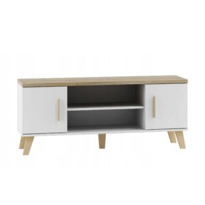 Wohnli Möbelsuche - TV-Schrank mit Dekor aus Eiche und glänzendem Weiß