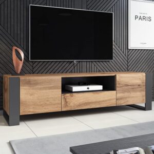 Designer-TV-Schrank mit Holz- und Metalldekor 180 cm 180x48x180cm Holz Braun MSO Möbel Wohnzimmermöbel TV-Möbel