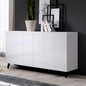 Hellweißes Designer-Sideboard 138 cm + LED - Ohne LED 45x80x138cm Holz Weiß MSO Möbel Esszimmermöbel Sideboards, Highboards & niedrige Anrichten