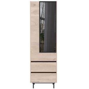 wohnli-moebel-suche-M26110395-1 Schwarze Designer-Vitrine in Eichenoptik 40x206x63cm Harz Braun MSO Möbel Esszimmermöbel Vitrine und Vitrinenschrank