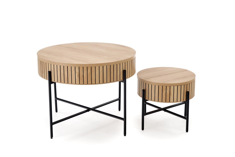 Set mit 2 zusammensetzbaren Couchtischen 67x50x67cm Holz Braun MSO Möbel Wohnzimmermöbel Couchtische