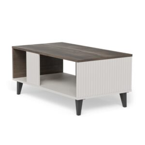 Moderner Couchtisch in Walnussoptik mit beigen Oberflächen 92x40x50cm Holz Braun MSO Möbel Wohnzimmermöbel Couchtische