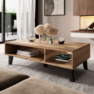 wohnli-moebel-suche-M26110424-1 Designer-Couchtisch mit Wotan-Eiche-Dekor 60x32x110cm Holz Braun MSO Möbel Wohnzimmermöbel Couchtische