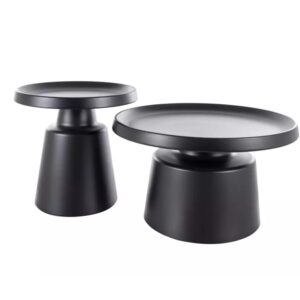 Wohnli Möbelsuche - Set aus zwei runden Couchtischen aus mattschwarzem Metall