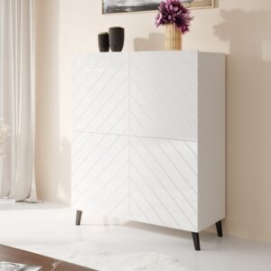 Weißer Designer-Aufbewahrungsschrank 100 cm 40x121x100cm Holz Weiß MSO Möbel Esszimmermöbel Sideboards, Highboards & niedrige Anrichten