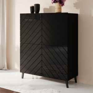wohnli-moebel-suche-M26110447-1 Schwarzes Designer-Aufbewahrungselement 100 cm 40x121x100cm Holz Schwarz MSO Möbel Esszimmermöbel Sideboards, Highboards & niedrige Anrichten