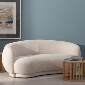Geschwungenes Designer-2-Sitzer-Sofa aus beigem Stoff 191x75x191cm Stoff Beige MSO Sofas und Sessel Sofas 2-Sitzer-Sofas & 3-Sitzer-Sofas