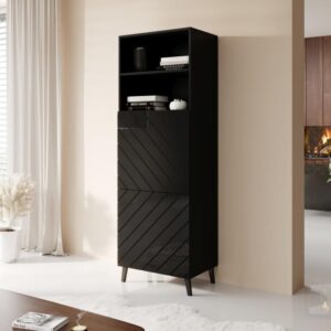 wohnli-moebel-suche-M26110449-1 Schwarzer Designer-Wohnzimmerschrank 60 cm 40x176x60cm Holz Schwarz MSO Möbel Esszimmermöbel Sideboards, Highboards & niedrige Anrichten