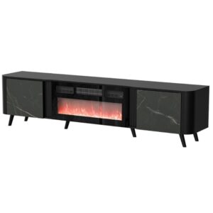 wohnli-moebel-suche-M26110451 Wohnli Möbelsuche - TV-Schrank – schwarzer Marmoreffekt 200 cm – mit Kamin