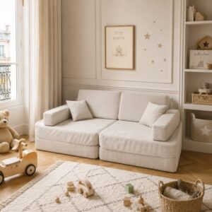 Modulares verwandelbares Kindersofa aus Cord 80x24x160cm PES - Polyester Braun Angelove. Sofas und Sessel Sofas Modulare Sofas