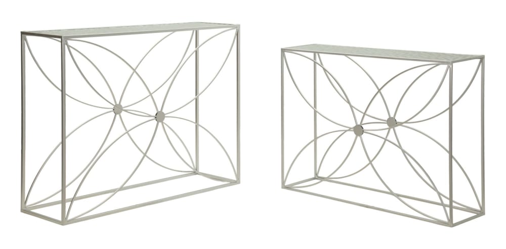 Wohnli Möbelsuche - Set aus zwei Metallkonsolentischen 100x30x78 cm - 90x25x72 cm