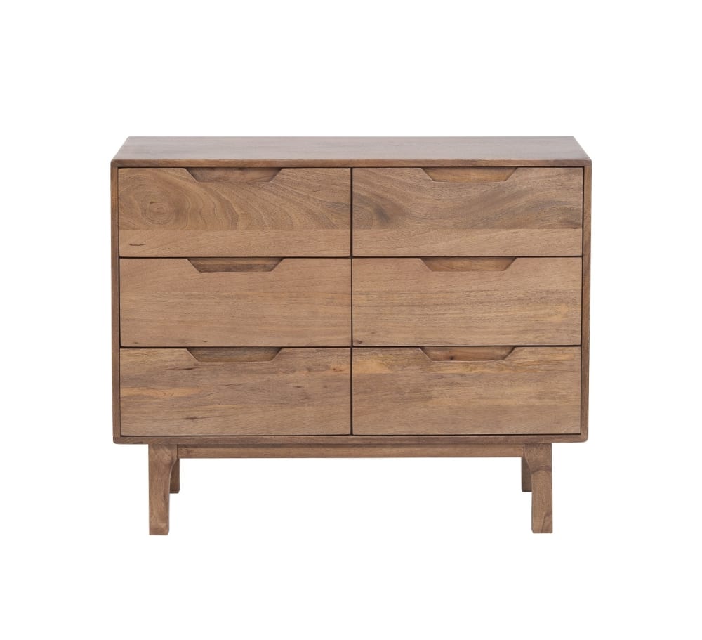 wohnli-moebel-suche-M26115506 Wohnli Möbelsuche - Kommode aus naturbelassenem Mangoholz mit 6 Schubladen und Holzbeinen