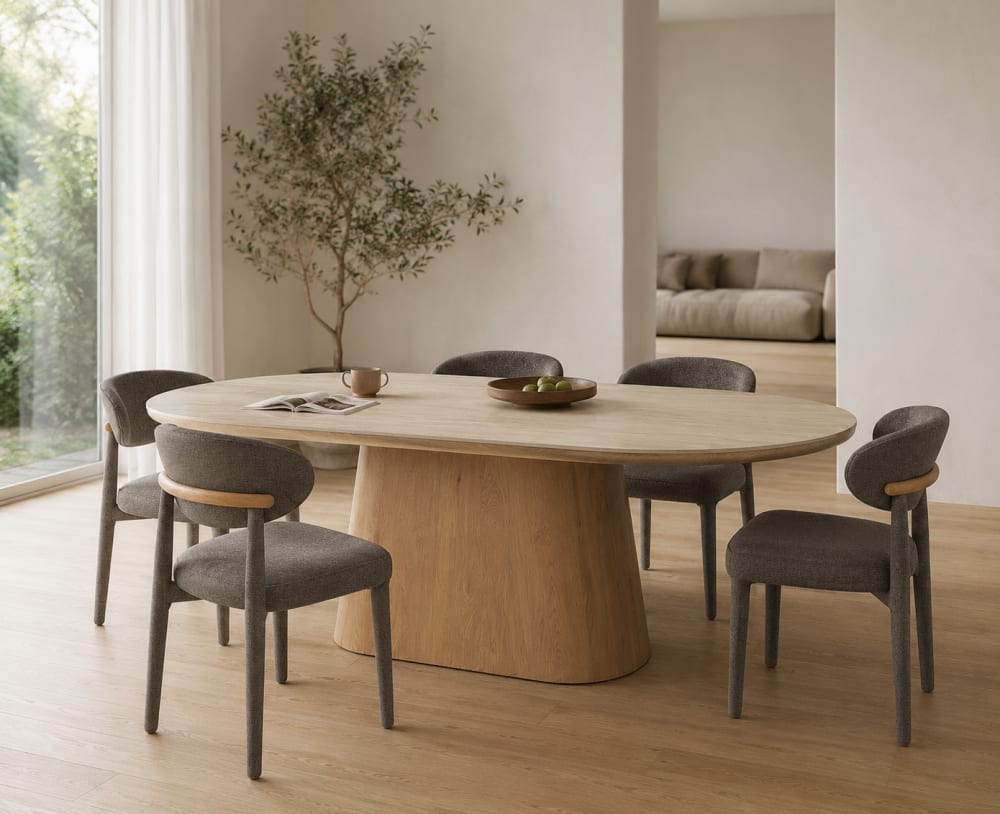 4er-Set gepolsterte Stühle in Steinfarbe mit gepolsterten Beinen 45x84x46cm Stoff Grau GEESE HOME Möbel Esszimmermöbel Stühle