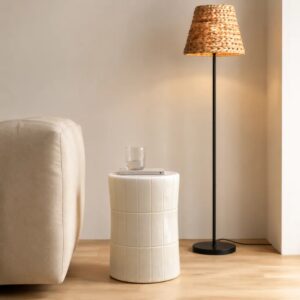 wohnli-moebel-suche-M26115541-1 Hocker / Beistellhocker aus Keramik in gebrochenem Weiß 33x44x33cm Keramik Weiß GEESE HOME Möbel Wohnzimmermöbel Hocker