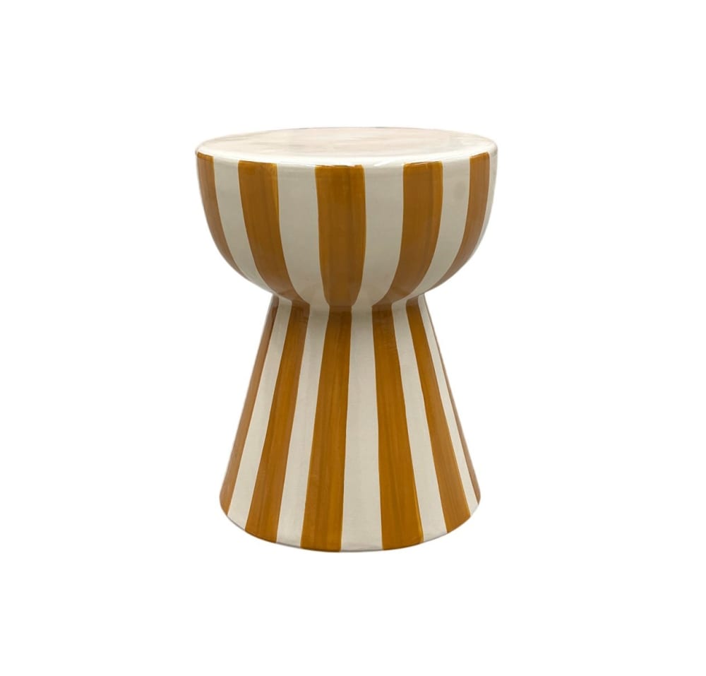 wohnli-moebel-suche-M26115543 Wohnli Möbelsuche - Hocker / Beistellhocker aus Keramik in Beige/Senf