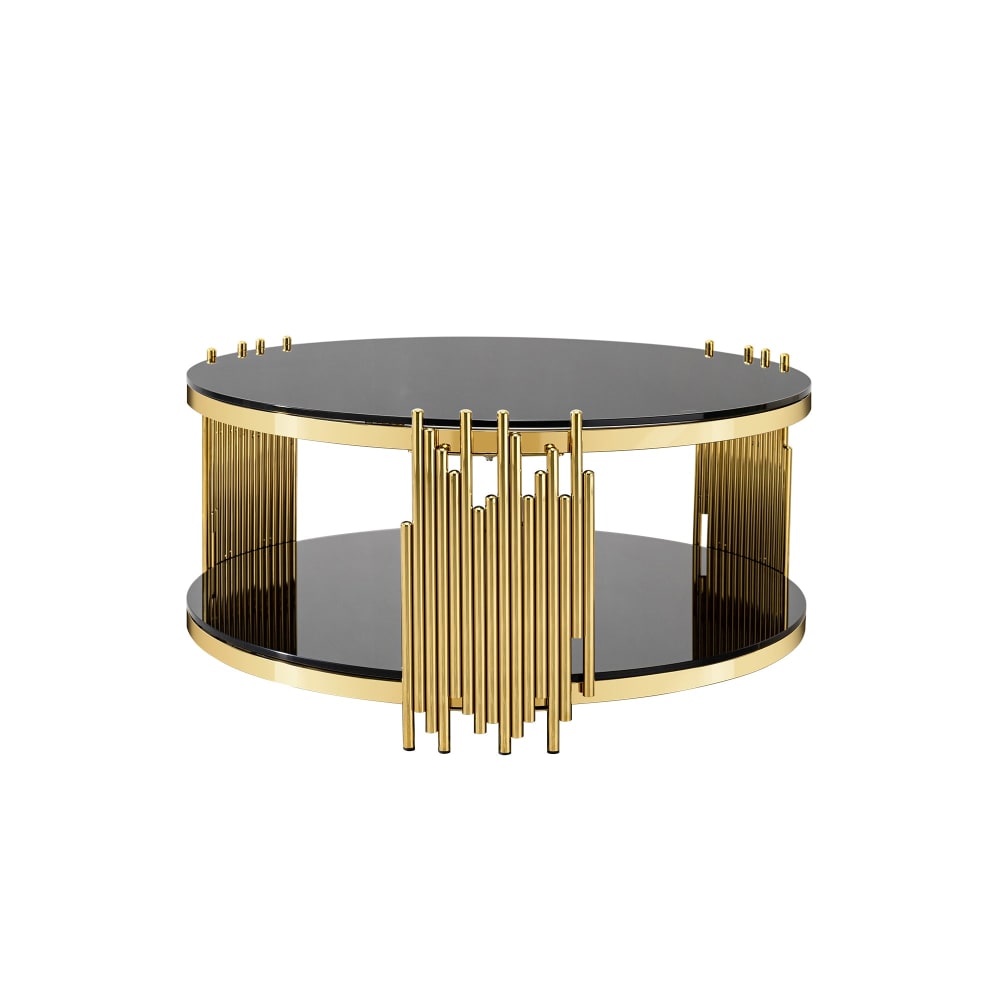 wohnli-moebel-suche-M26115583 Wohnli Möbelsuche - Runder Couchtisch mit 2 Glasplatten und Stahlgestell