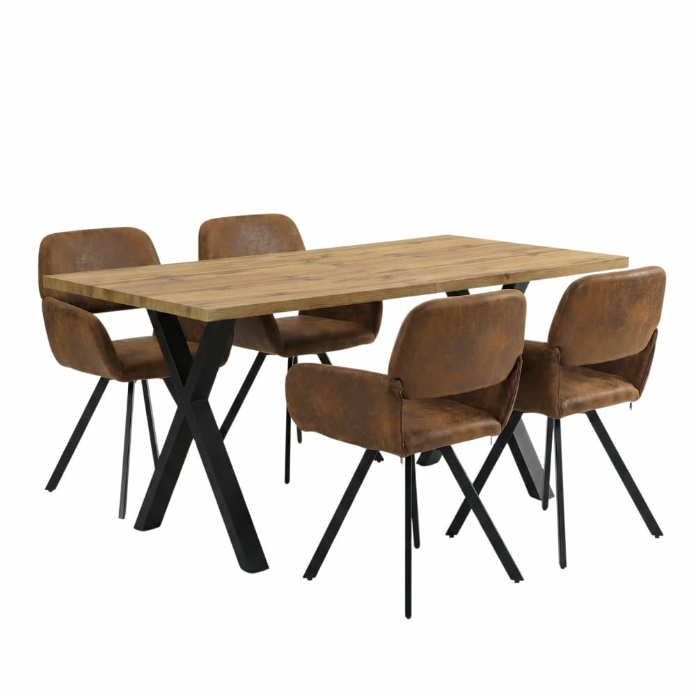 wohnli-moebel-suche-M26115586 Wohnli Möbelsuche - Tisch 140 cm & 4 Stühle in Vintage-Lederoptik