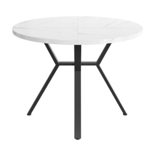 wohnli-moebel-suche-M26115595 Wohnli Möbelsuche - Runder Esstisch Weiß Marmor-Optik X-Gestell Metall