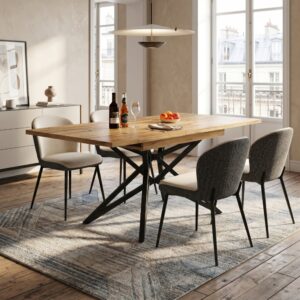 wohnli-moebel-suche-M26115597-1 Esstisch ausziehbar Holz-Optik Stern-Gestell Metall Schwarz 120x66x80cm Spanplatte Braun Urban Meuble Möbel Esszimmermöbel Esstische