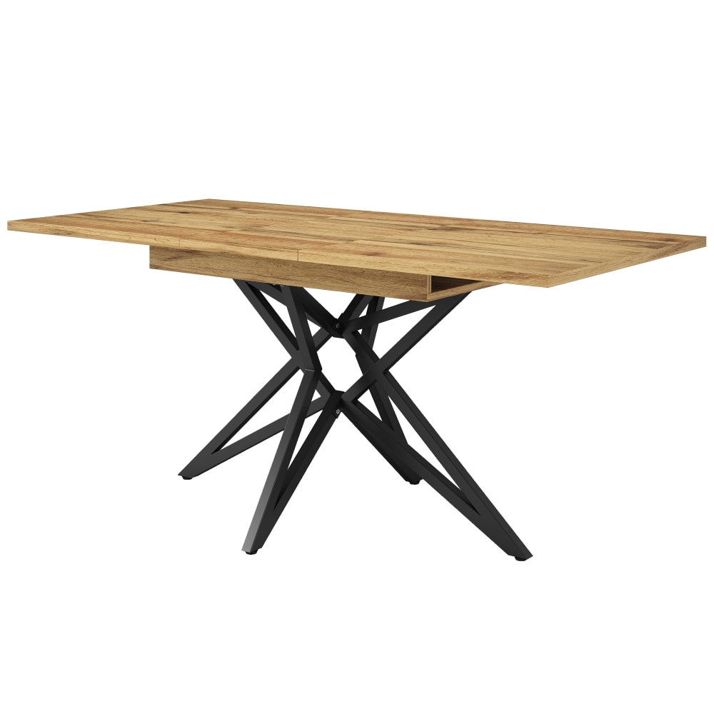 wohnli-moebel-suche-M26115597 Wohnli Möbelsuche - Esstisch ausziehbar Holz-Optik Stern-Gestell Metall Schwarz