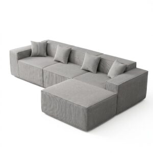 wohnli-moebel-suche-M26115627 Wohnli Möbelsuche - Ecksofa modular mit Schlaffunktion Cord-Bezug Grau