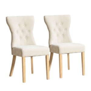 wohnli-moebel-suche-M26115639 Wohnli Möbelsuche - 2er Set Esszimmerstühle Chenille Beige Holzbeine