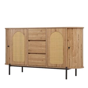 Wohnli Möbelsuche - Sideboard Holzoptik 2 Rattan-Türen 3 Schubladen