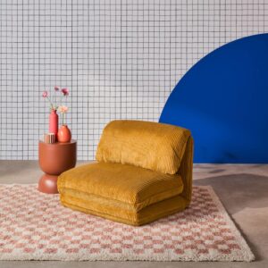 wohnli-moebel-suche-M26115657-1 Sessel mit Schlaffunktion und Cordbezug in senfgelb 78x58x82cm Metall Braun sweeek Sofas und Sessel Sessel, Poufs und Fußbänke Sessel