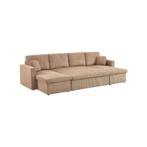 wohnli-moebel-suche-M26115748-1 4-Sitzer Wohnlandschaft mit dunkelbeigem Cordbezug 288x86x146cm Holz Beige sweeek Sofas und Sessel Sofas Sitzbank und Polsterbank