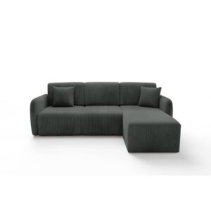 Wohnli Möbelsuche - 3-Sitzer-Wende-Ecksofa mit Bettkasten Kiefernholz Dunkelgrau